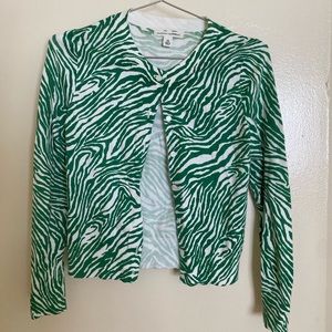 Banana Republic Green Zebra Print Cardigan
